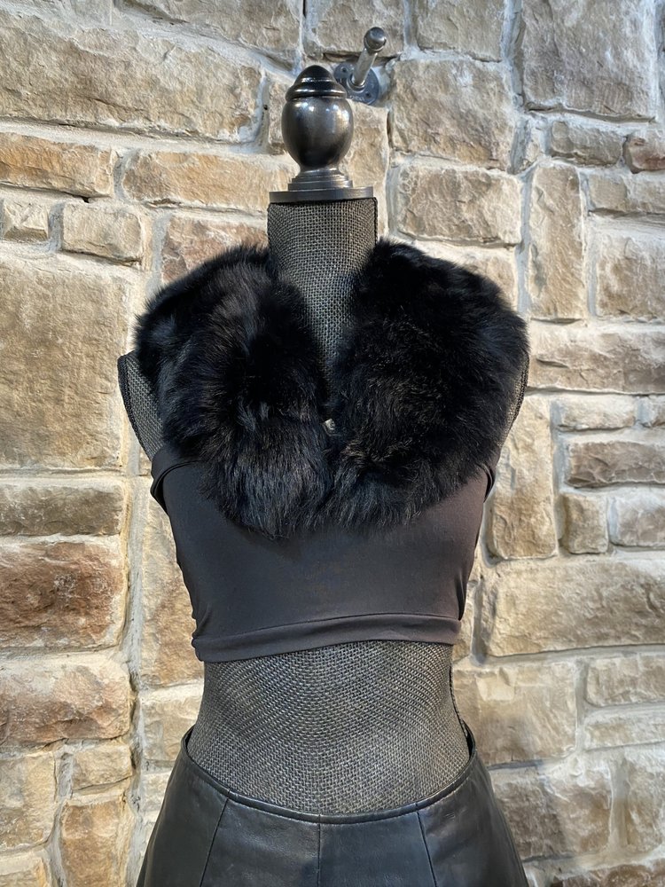 Black Faux Fox Collar, 30 inch