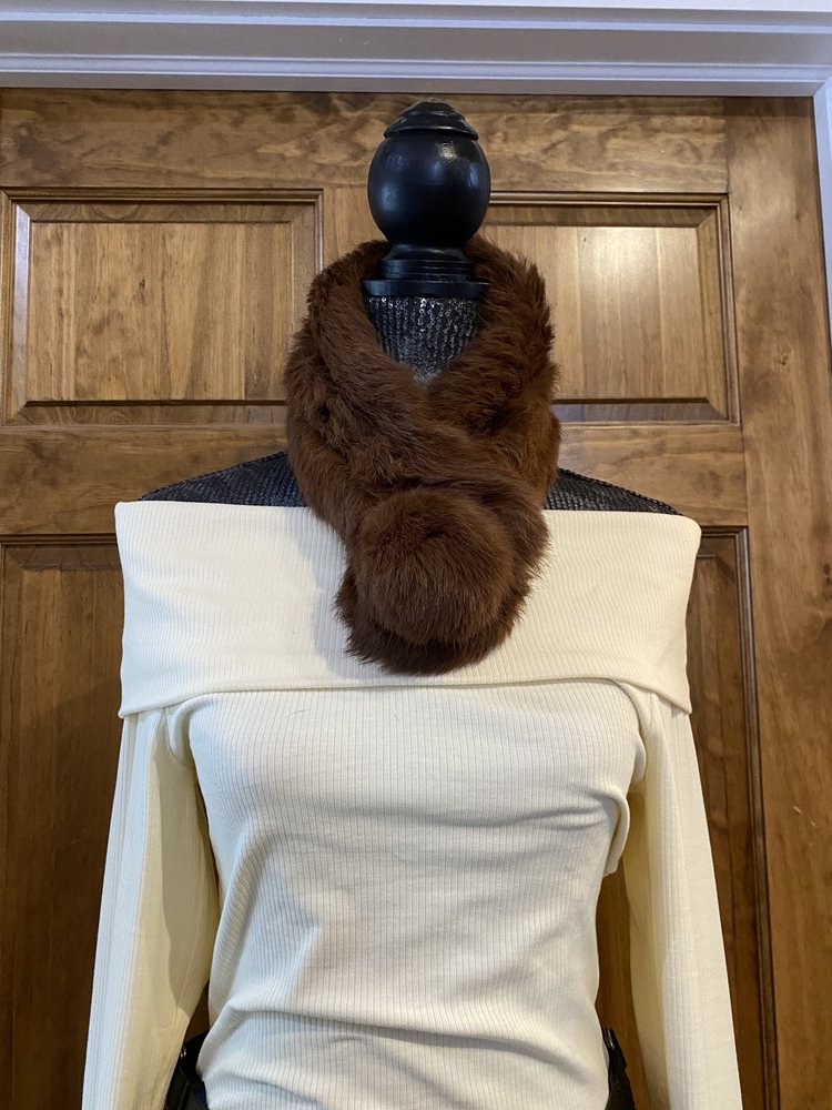 Brown Rabbit Adjustable Scarf, 25 inch