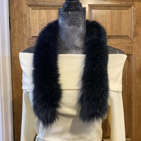 Blue-Dyed Fox Scarf, 31 inch