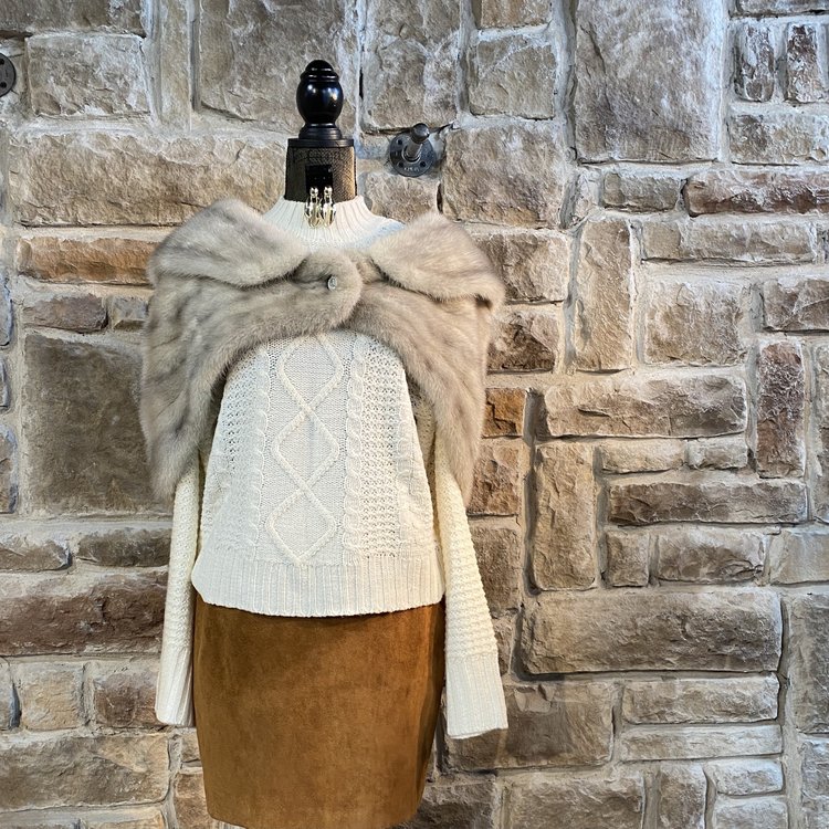 Sapphire Mink Cape with Bling Button,  OS