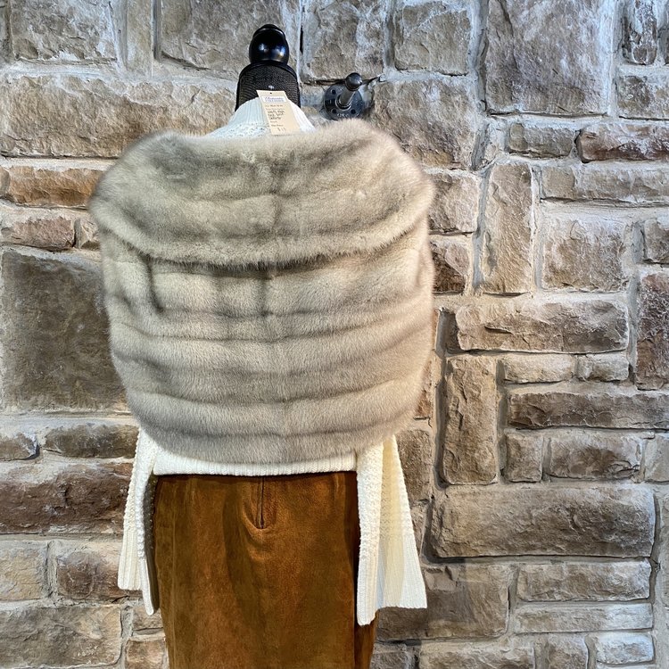 Sapphire Mink Cape with Bling Button,  OS