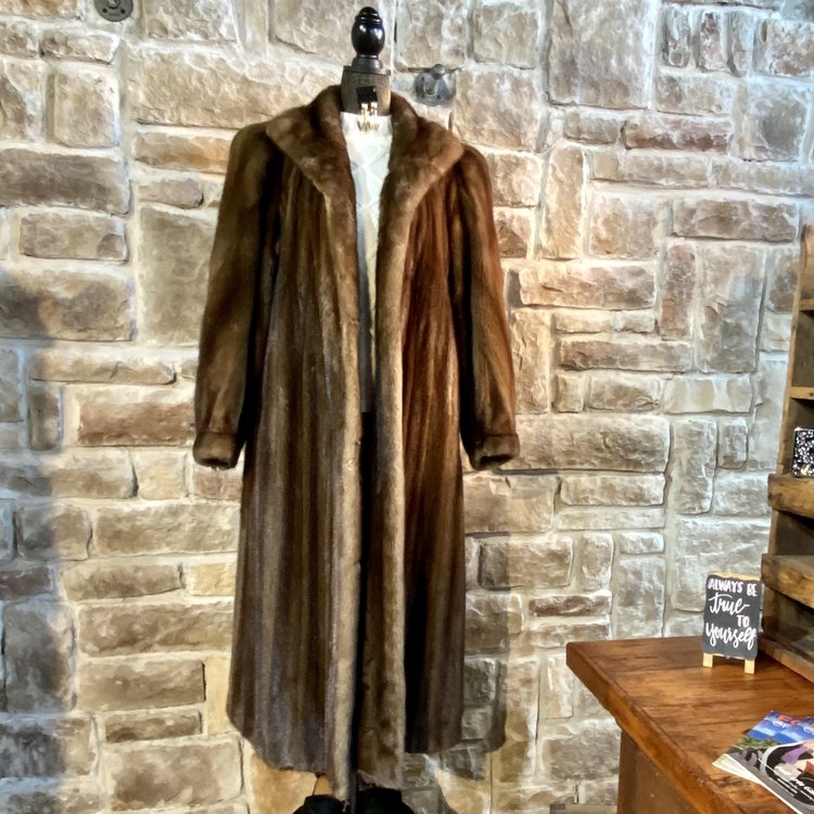 Dark Dawn Mink Long Coat, Size L