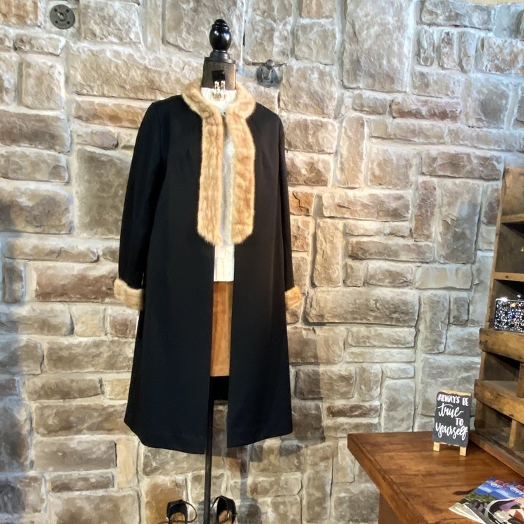 Dress Coat with Mink Collar, Size L