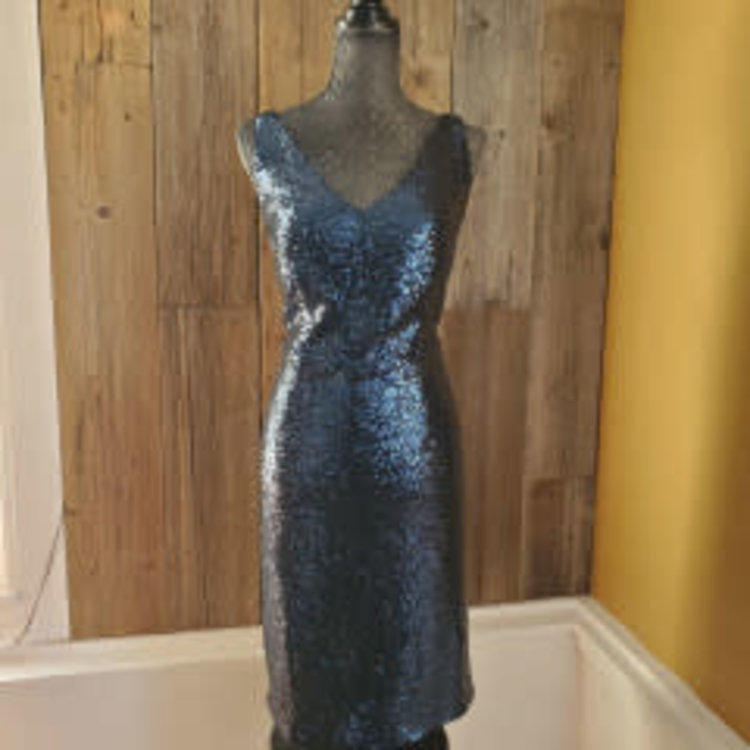 Nightway Blue Sequined Sleeveless Dress, Size 18W