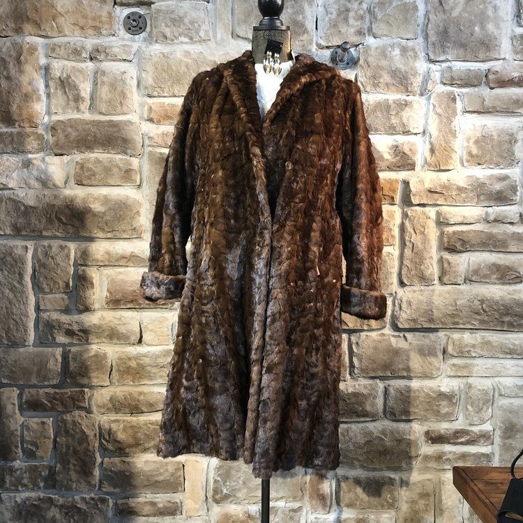 Ranch Mink Sections Swing Coat, Size M