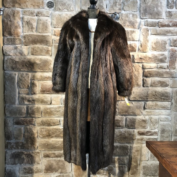 Natural Brown Beaver Coat, Size M
