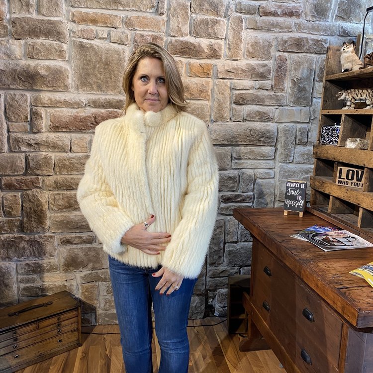 Saga Mink Ivory Corded Mink, Size XL