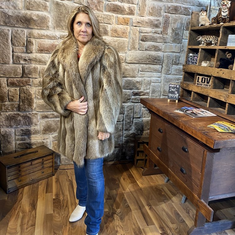 Blonde Beaver with Shawl Collar and Spiral Sleeves, Size L