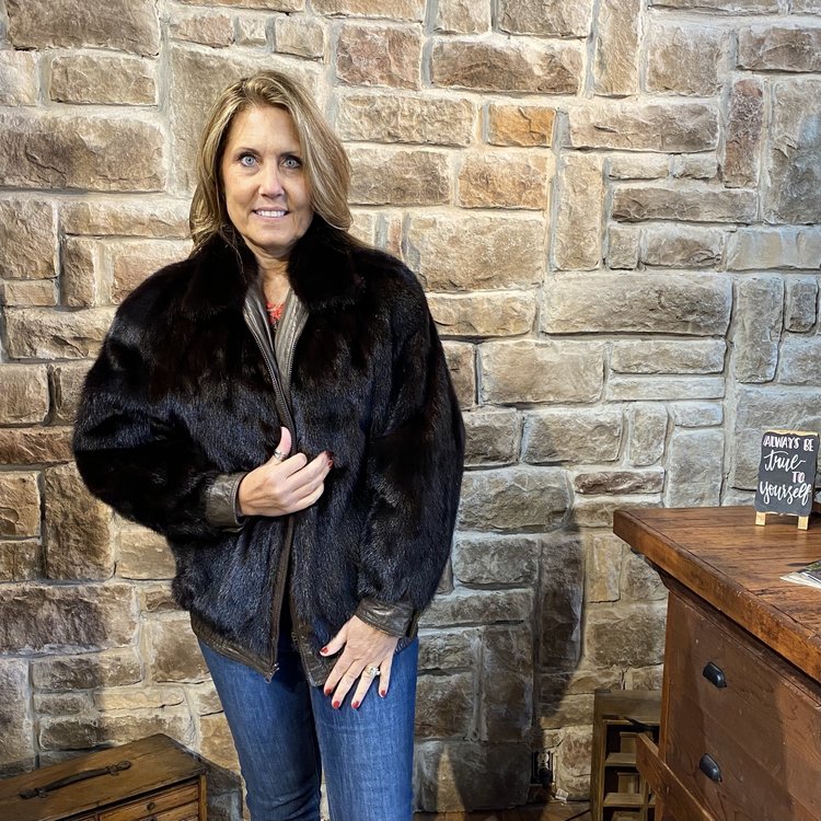 Mink Coat Reversible to Leather, Size L