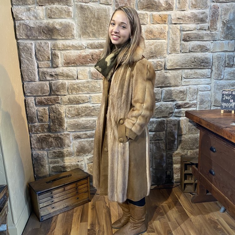 Suede and Autumn Haze Mink Coat, Size M