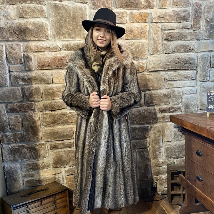 Manor-Feldman North American Raccoon Full Length Coat, Size S