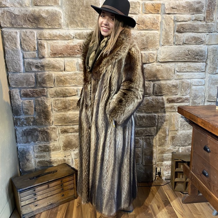 Jerome Walk Jr North American Raccoon Long Coat, Size S