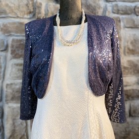 Marina Gray Sequined Jacket, Size M