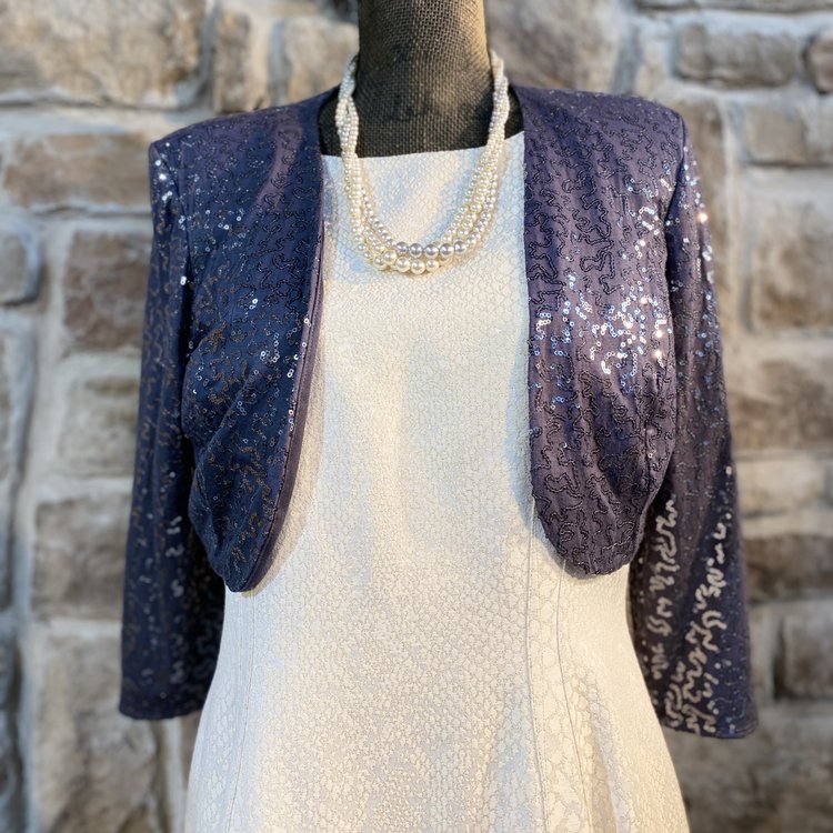 Marina Gray Sequined Jacket, Size M