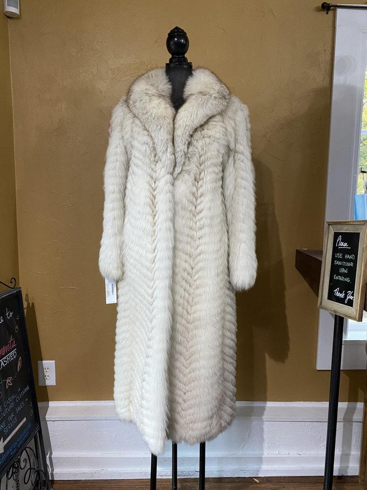 Saga Fox Blue Fox Full Length Coat, Size S