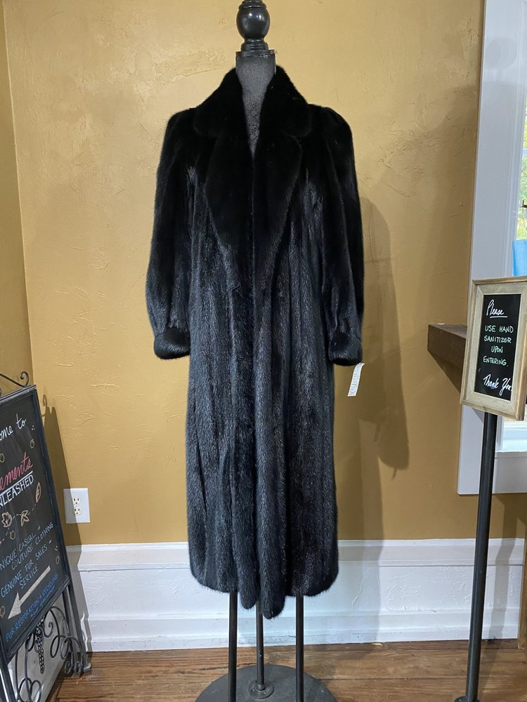 Black Dyed Ranch Mink Full Length Coat, Size M