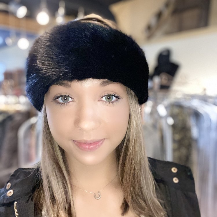 Black Dyed Mink Headband