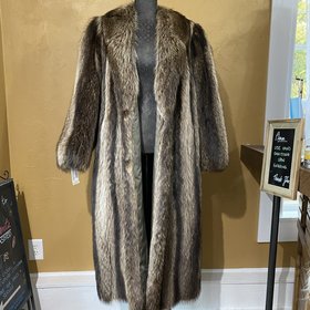 Made in Canada Raccoon Full Length Coat, Size L
