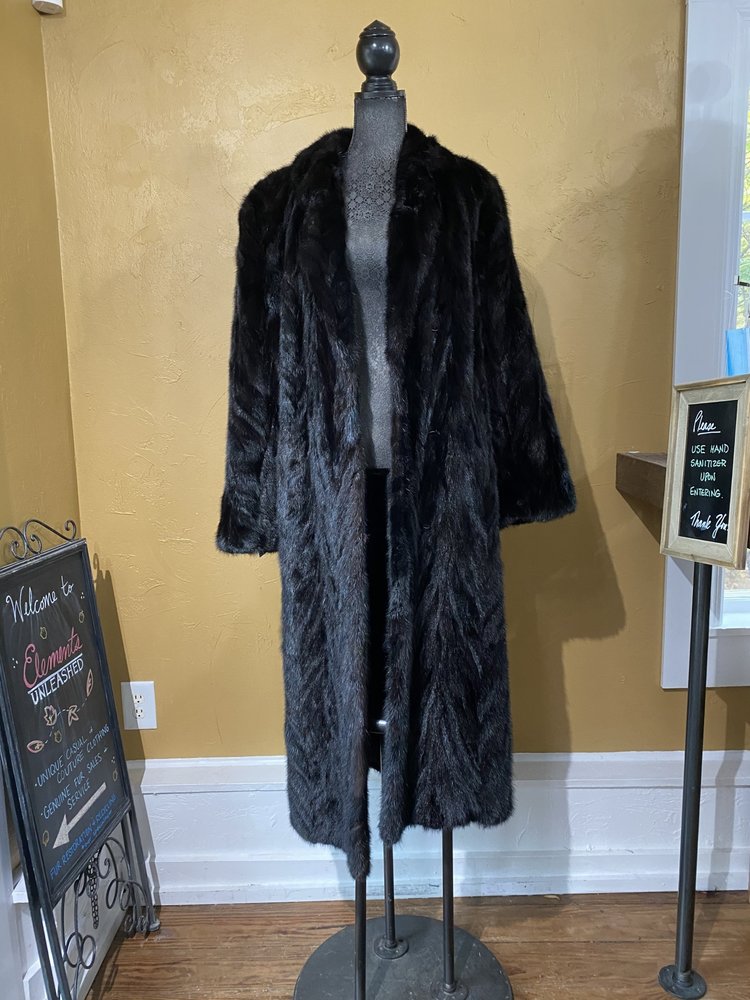 Black Mink Full Length Coat, Size L
