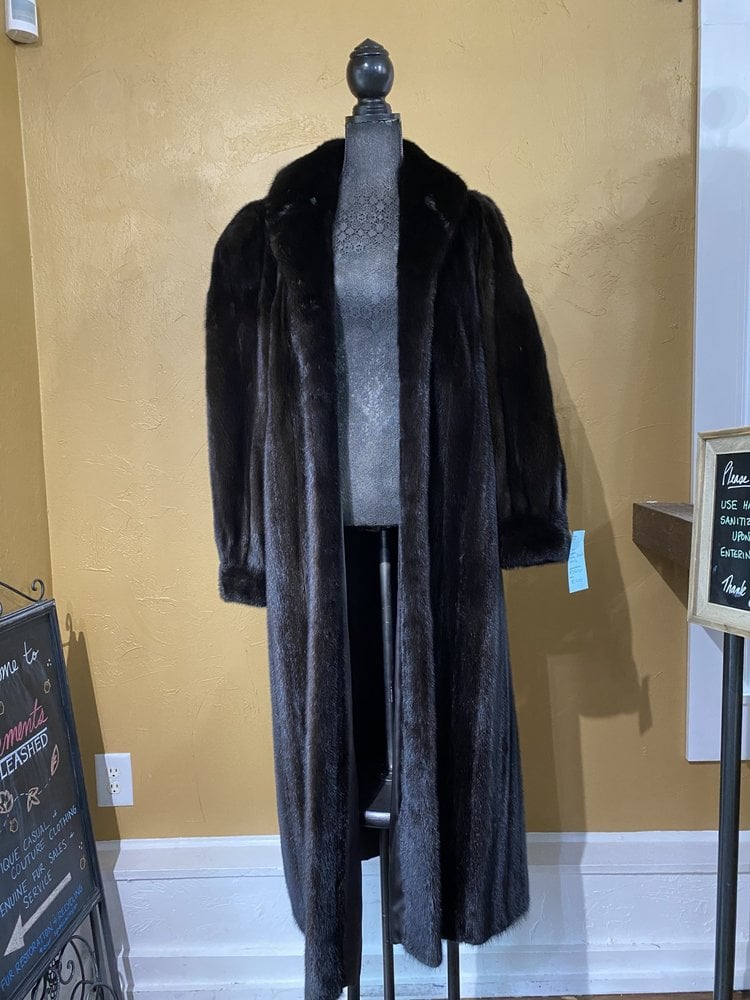 Dark Ranch Mink Full Length Coat, Size S/M