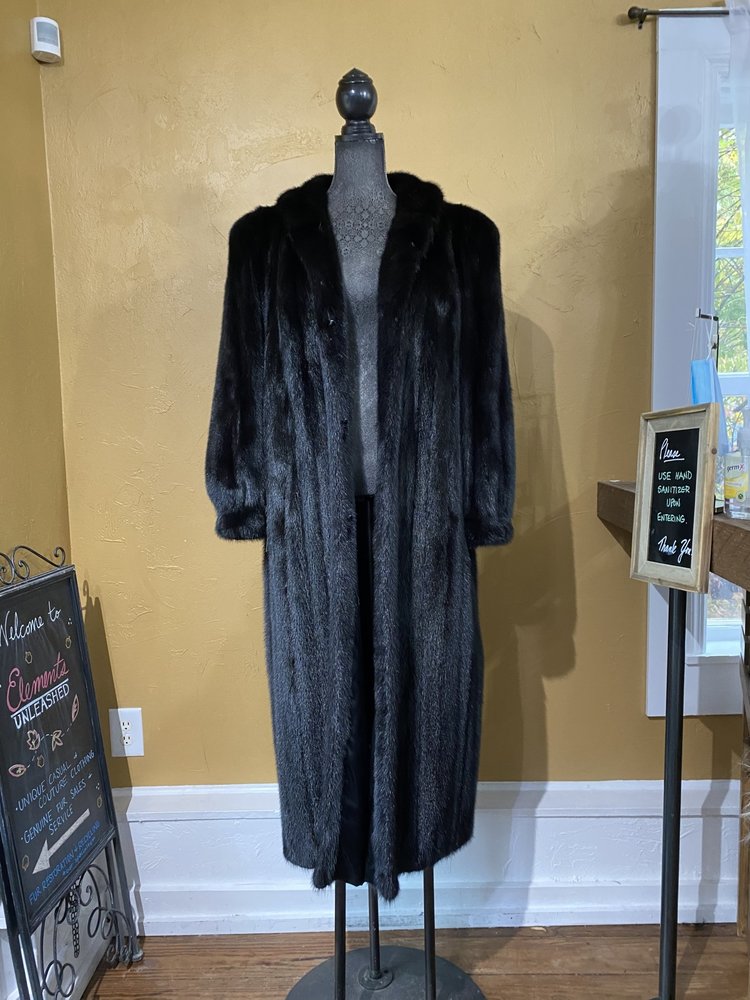 Nigbor Furs Natural Black Mink Full Length Coat, Size L