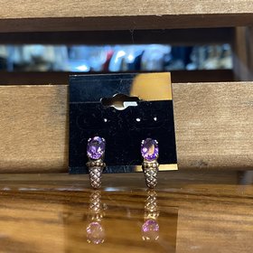 Purple Gem with Silver Accent Earrings