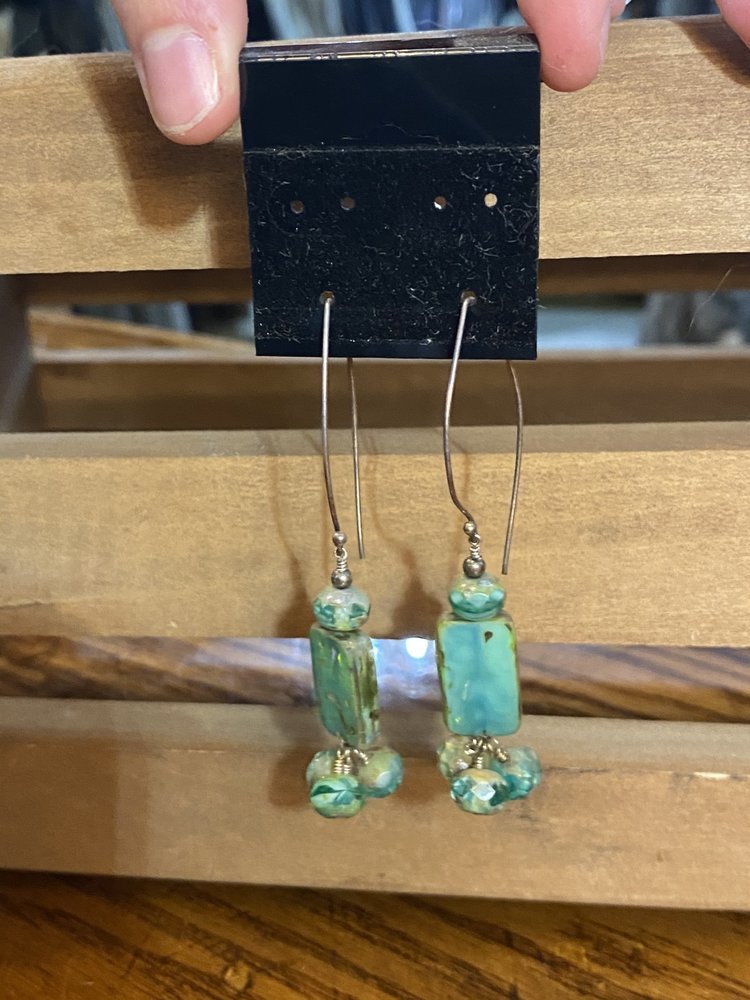 Glass and Crystal Dangle Earrings