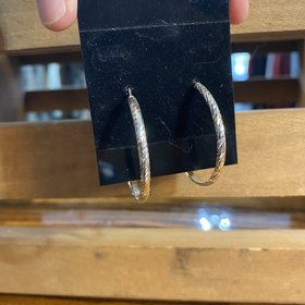 Silver Textured Hoop Earrings