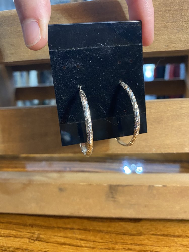 Silver Textured Hoop Earrings