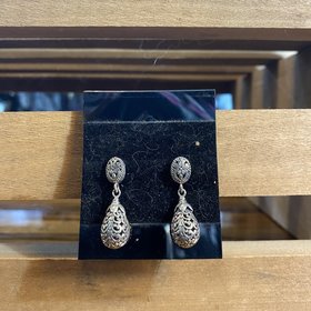 Antiqued Silver Teardrop Earrings