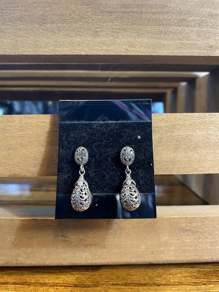 Antiqued Silver Teardrop Earrings