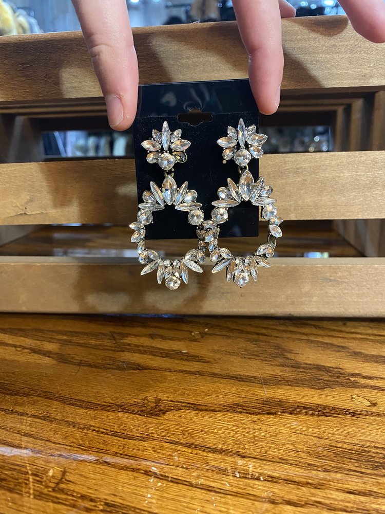 Rhinestone Oval Earrings