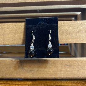 Black Bead Dangle Earrings