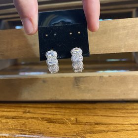 Silver Gem Small Hoop Earrings