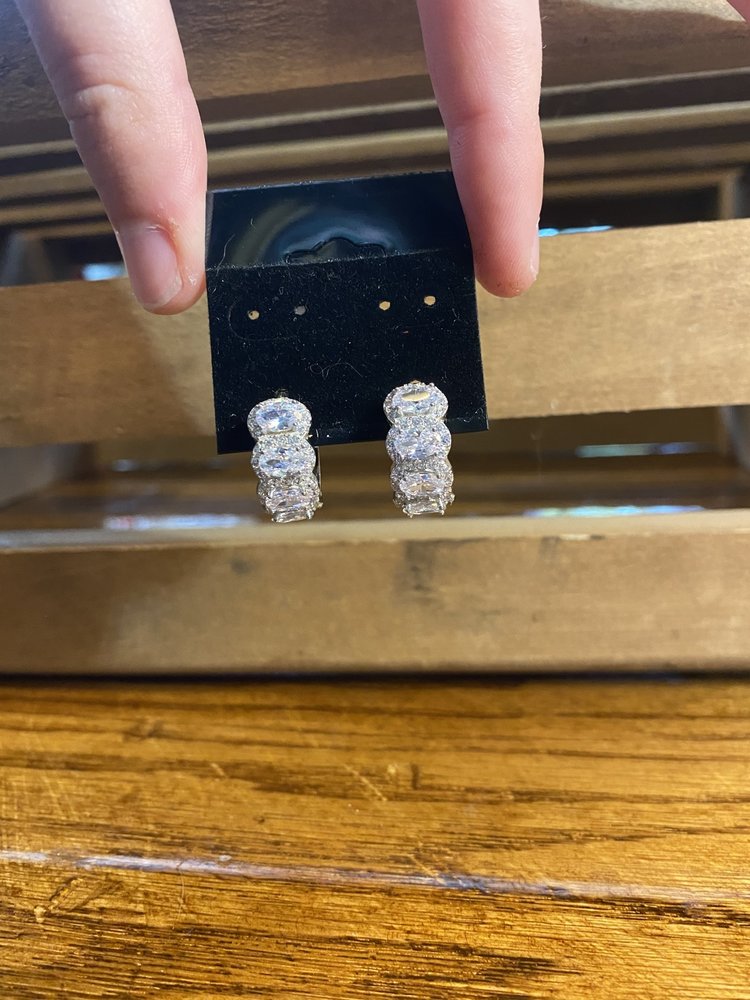 Silver Gem Small Hoop Earrings