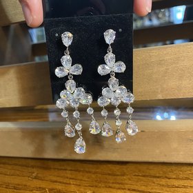 Large Silver Chandelier Earrings