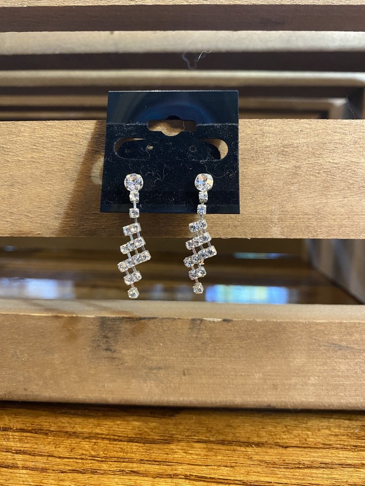 Small Tapering Rhinestone Drop Earrings