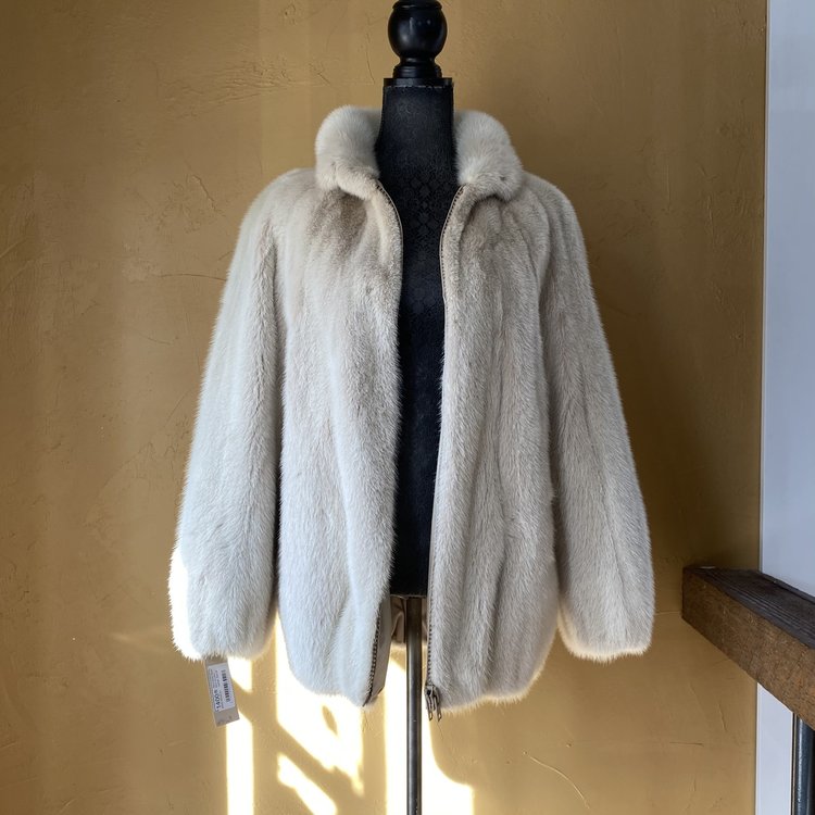 Made in Canada Reversible Blush Mink Bomber Jacket, Size M