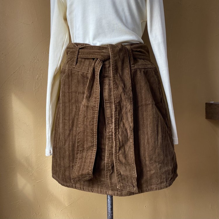 Belted Corduroy Skirt, Size M