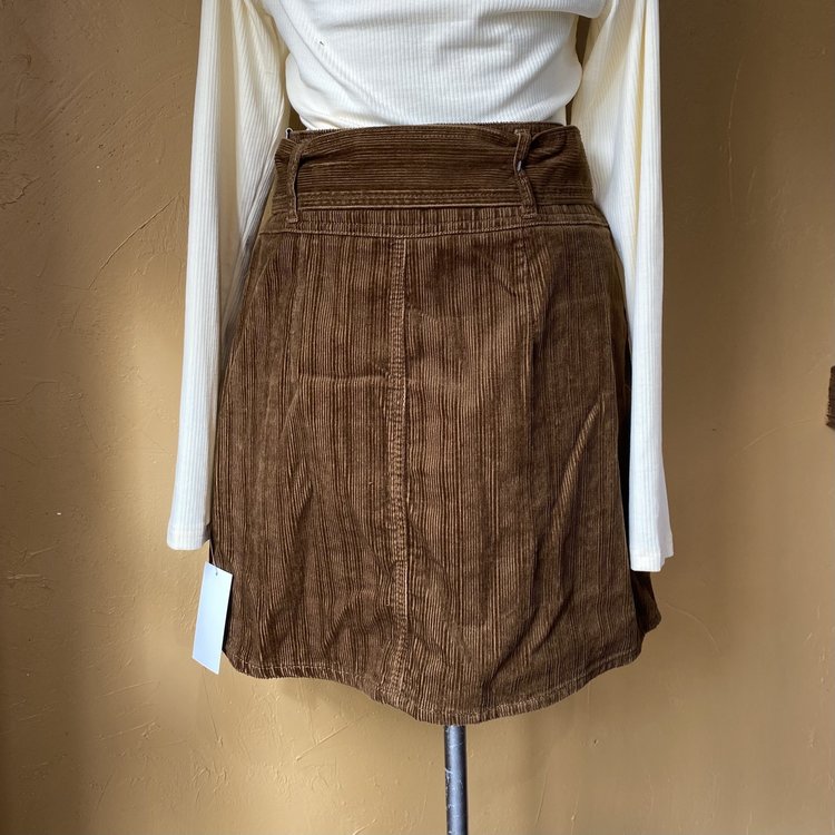 Belted Corduroy Skirt, Size M