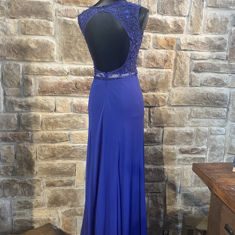 Sue Wong Navy Gown with Beading, Size 0