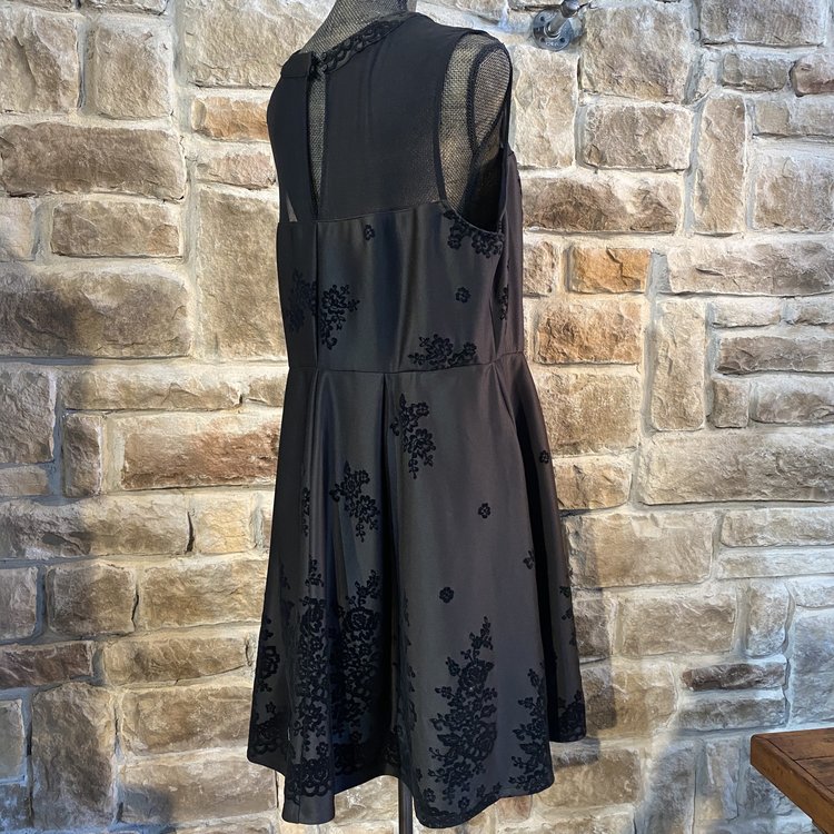 Love Squared Black Fit and Flare with Sheer Top, Size 2x