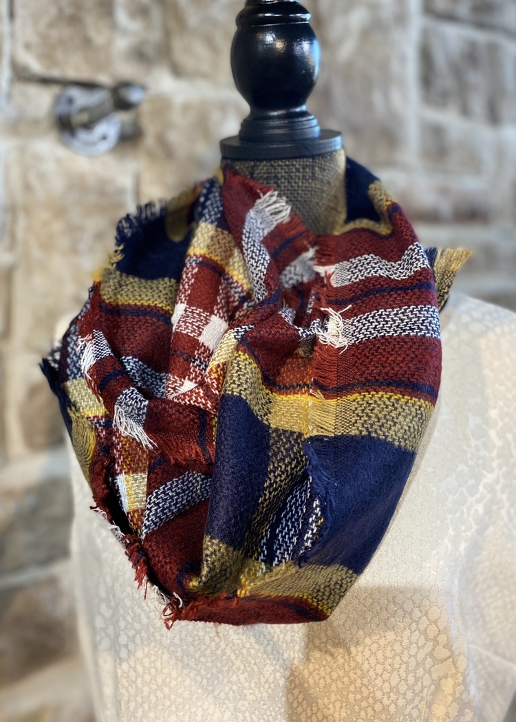 Plaid Wool Infinity Scarf