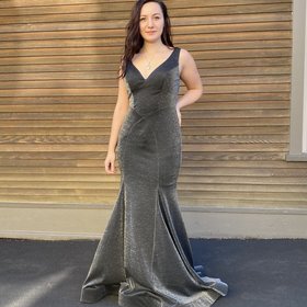 Gray Shimmer Mermaid Gown, Size 8