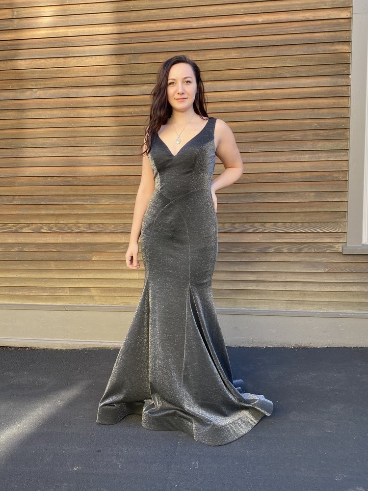 Gray Shimmer Mermaid Gown, Size 8