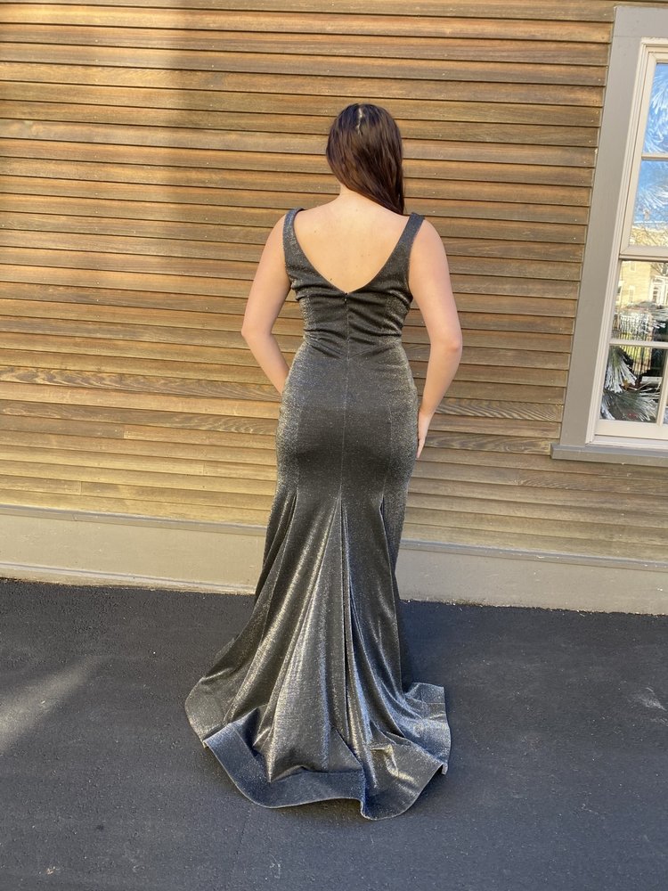 Gray Shimmer Mermaid Gown, Size 8