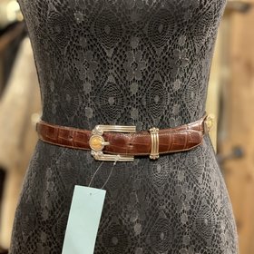 Brighton Museum Collection Brown Leather/Gold Coin Belt, Size 2XL
