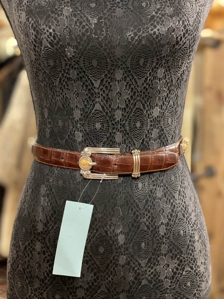 Brighton Museum Collection Brown Leather/Gold Coin Belt, Size 2XL