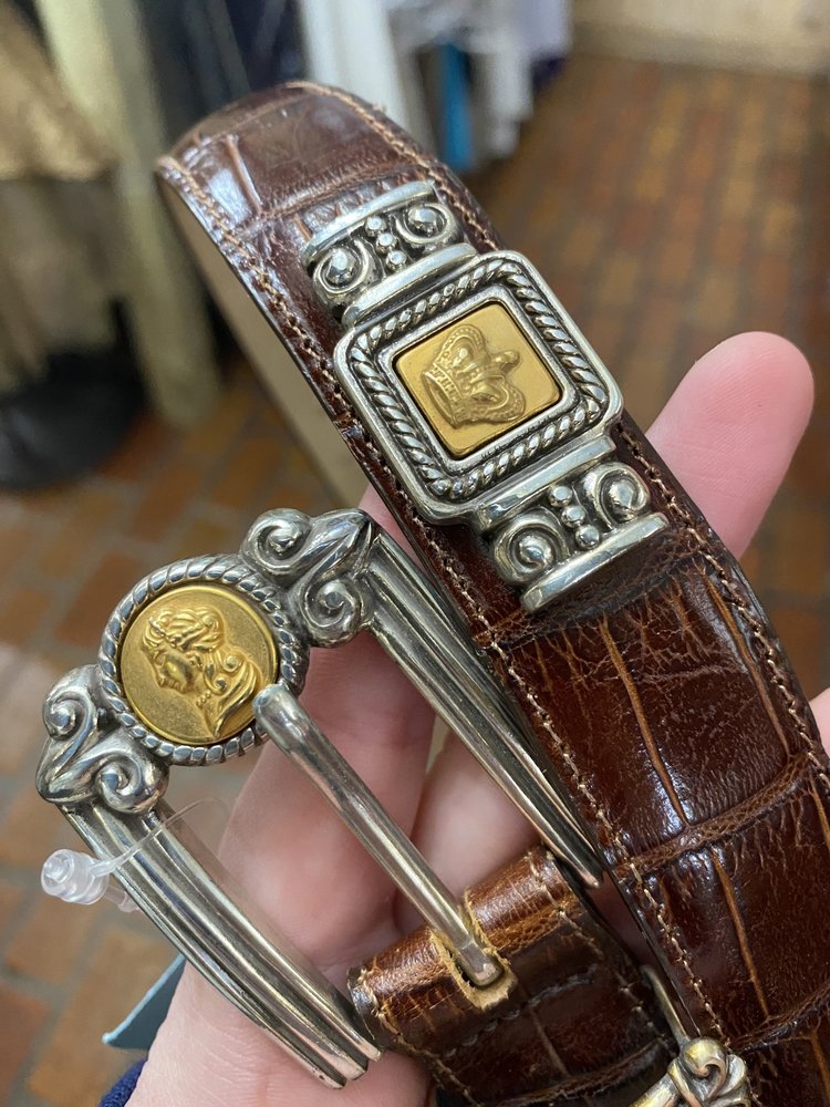 Brighton Museum Collection Brown Leather/Gold Coin Belt, Size 2XL