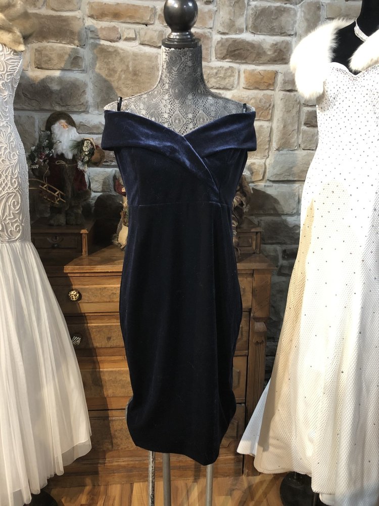 Bardot Navy Blue Velvet Dress, Size 12
